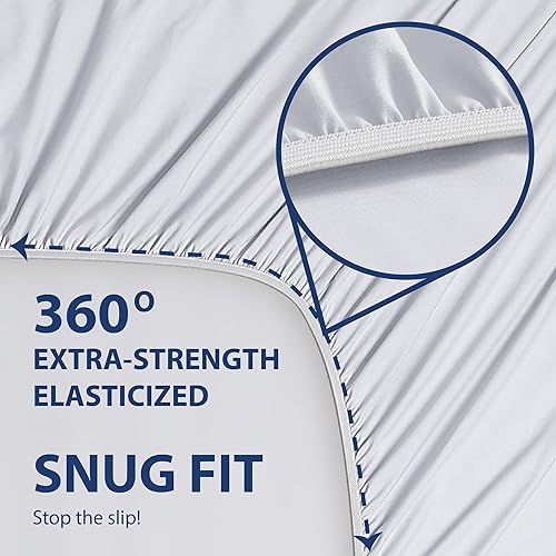 Miniatura 4 de Cathay Home Sábana bajera de doble cepillado ultra suave, resistente a las arrugas y a la decoloración, sábana bajera de bolsillo estándar de 14