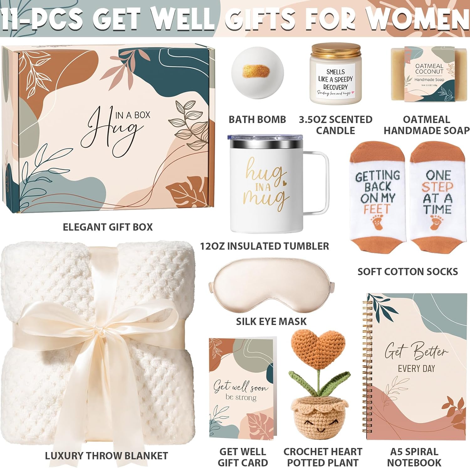 Get Well Gifts for Women After Surgery Recovery, Get Well Soon Gift Baskets for Women Chemo Care Package, Thinking of You Cancer Care Gifts for Sick Friends, Feel Better Encouragement Comfort Gift Box - Image 2