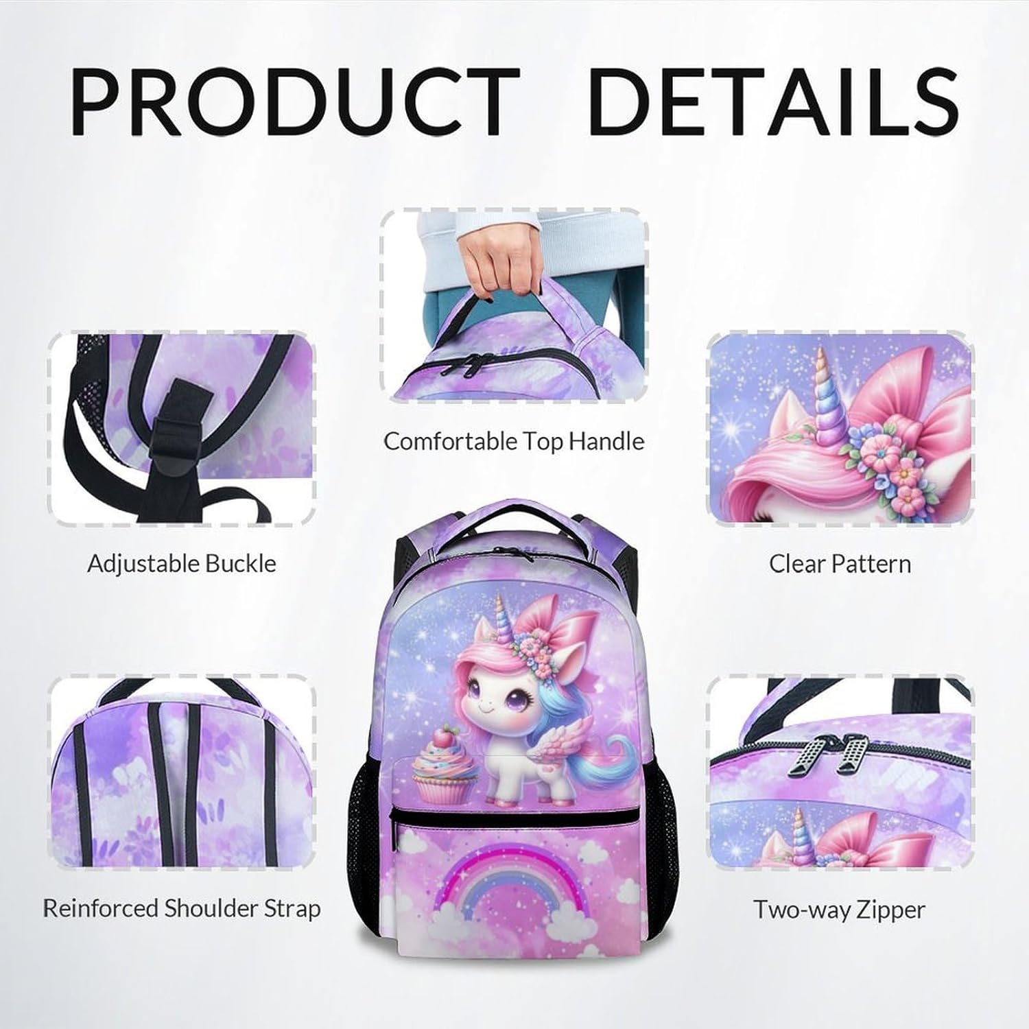 Backpack for Girls - Unicorn Backpack for Kids Toddler - Girls Bookbag School Supplies - 17 Inch Cute School Bag for Primary/Kindergarten/Preschool