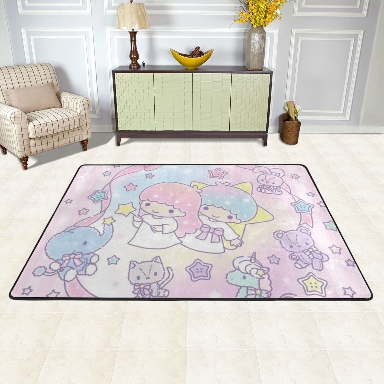 Amazon | リトルツインスターズ キキララ ラグ カーペット 防ダニ抗菌