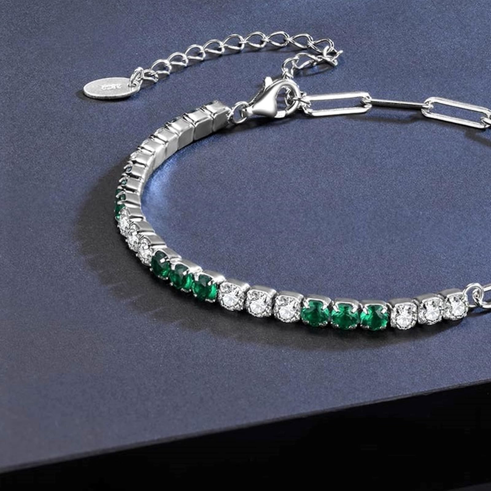 Bracciale da Tennis & Catena a Graffetta in Argento 925 con Zirconi Brillanti per Donne e Ragazze, Placcato Oro, Braccialetto Infinito con Zirconia Cubica per Lei