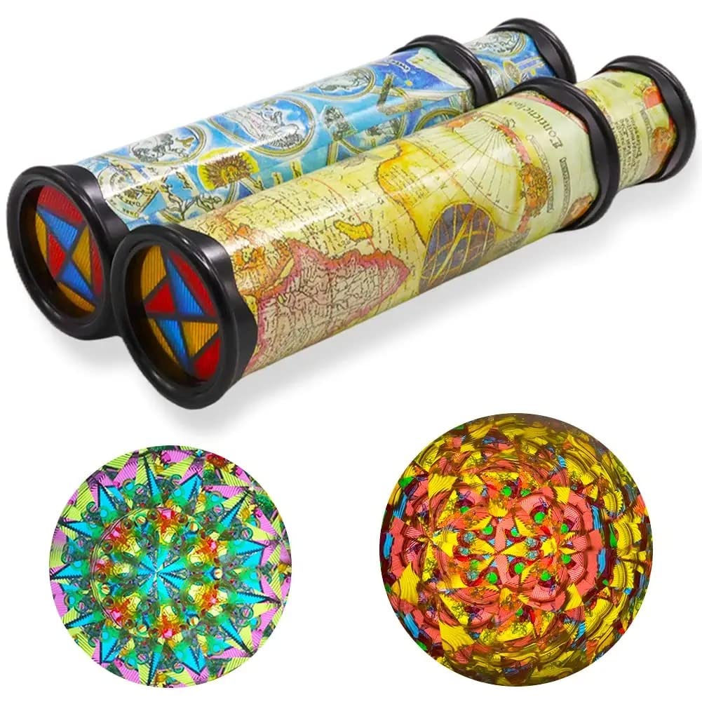 ZOMTOP2 Pack Classic Kaleidoscope Toy Magic Rotating Kaleidoscope Stretchable Long World Kaleidoscope Educational Toy Kaleidoscope for Children Gifts(Two Colors)