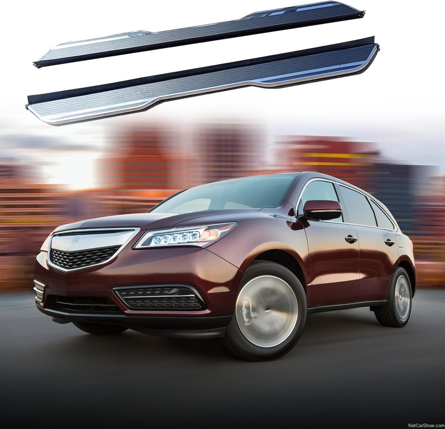 2pcs Fits for MDX 2014 2015 2016 2017 2018 2019 2020 2021 Running Board Side Step Silver Nerf Bar