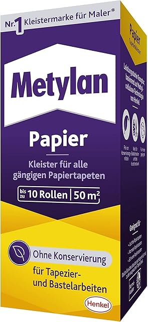 Pasta do tapet Metylan Papier, mocny klej do tapet papierowych lekkich, normalnych i ciężkich, 125 g pasty do tapetowania i rękodzieła bez konserwantów