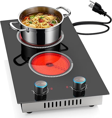 Miniatura 11 de Placa de cocción eléctrica de 4 quemadores, estufa eléctrica de 24 pulgadas, 6000 W, 220 V-240 V, placa de cocción de cerámica integrada con control