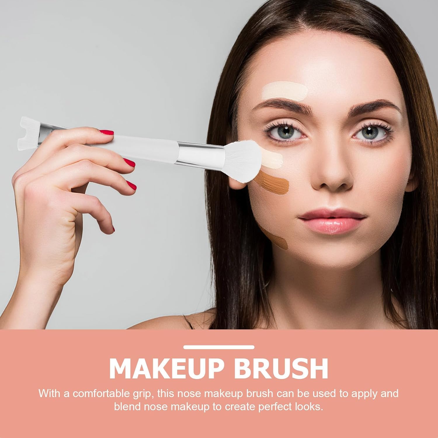 Veemoon Dual-ended Nose Contour Brush and Blush Brush Set 2pcs Soft Bristles U-shaped Highlighting Makeup Tool for Women Precise Nose Shaping and Portable Face Contouring