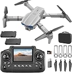 E99 Drone with Screen Controller, Two-batteries, Altitude Hold, One Key Take Off/Landing, Active Obstacle Avoidance. with Black Outdoor Carrying Case. (Black - 2 batteries)