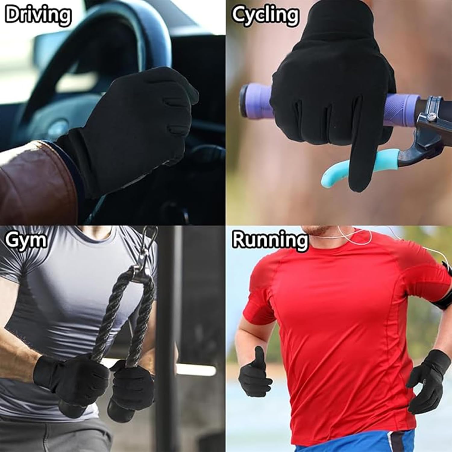 Luwint Thin Knit Touch Screen Finger Gloves, Grip UV Sun Protection Glove for Driving Cycling Hiking Outdoor Working (Black) - Image 4