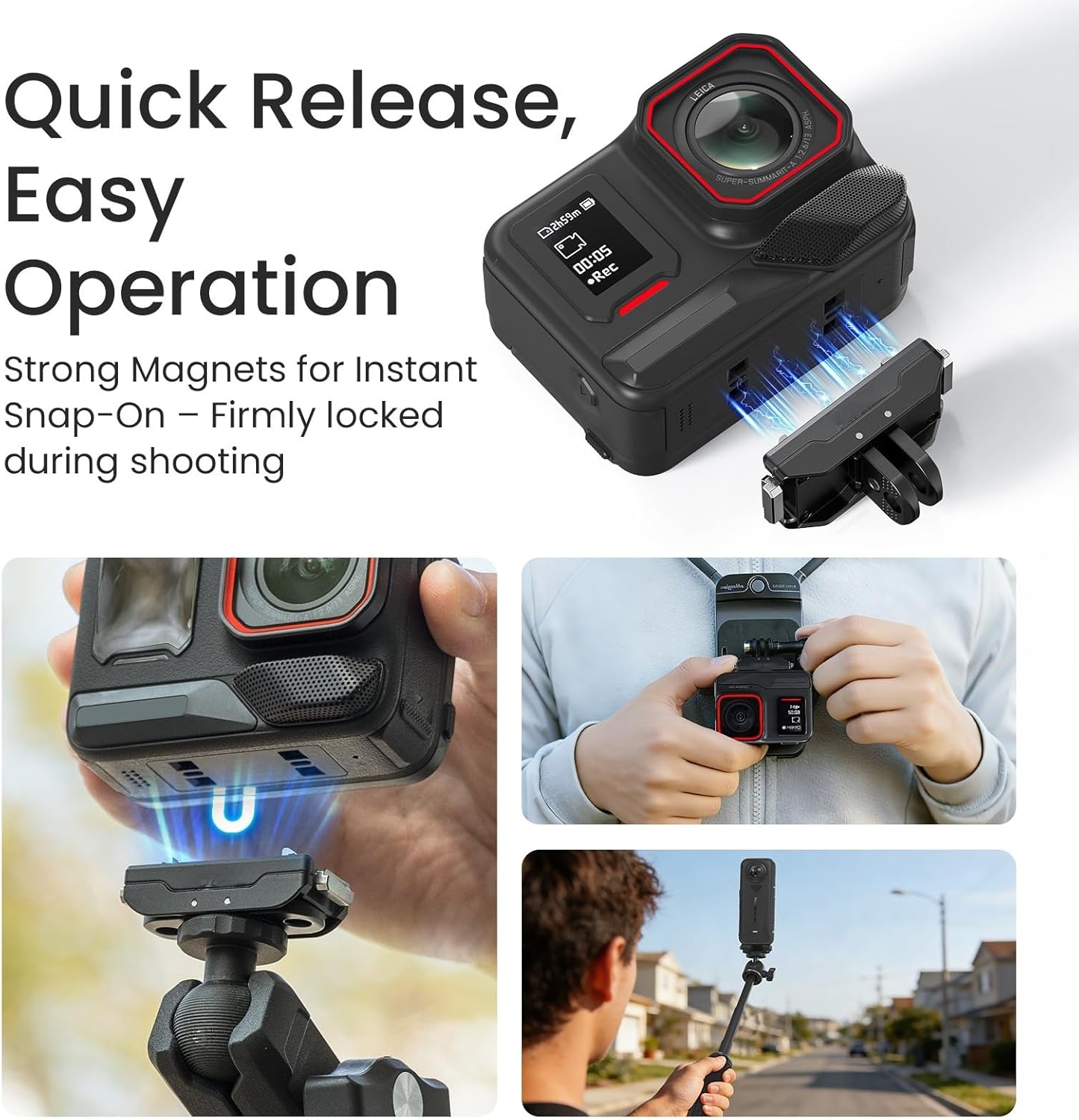 Cage & Mount Kit Compatible with Insta360 X4 Air – Aluminum Alloy Quick-Release System for Secure, Fast Setup