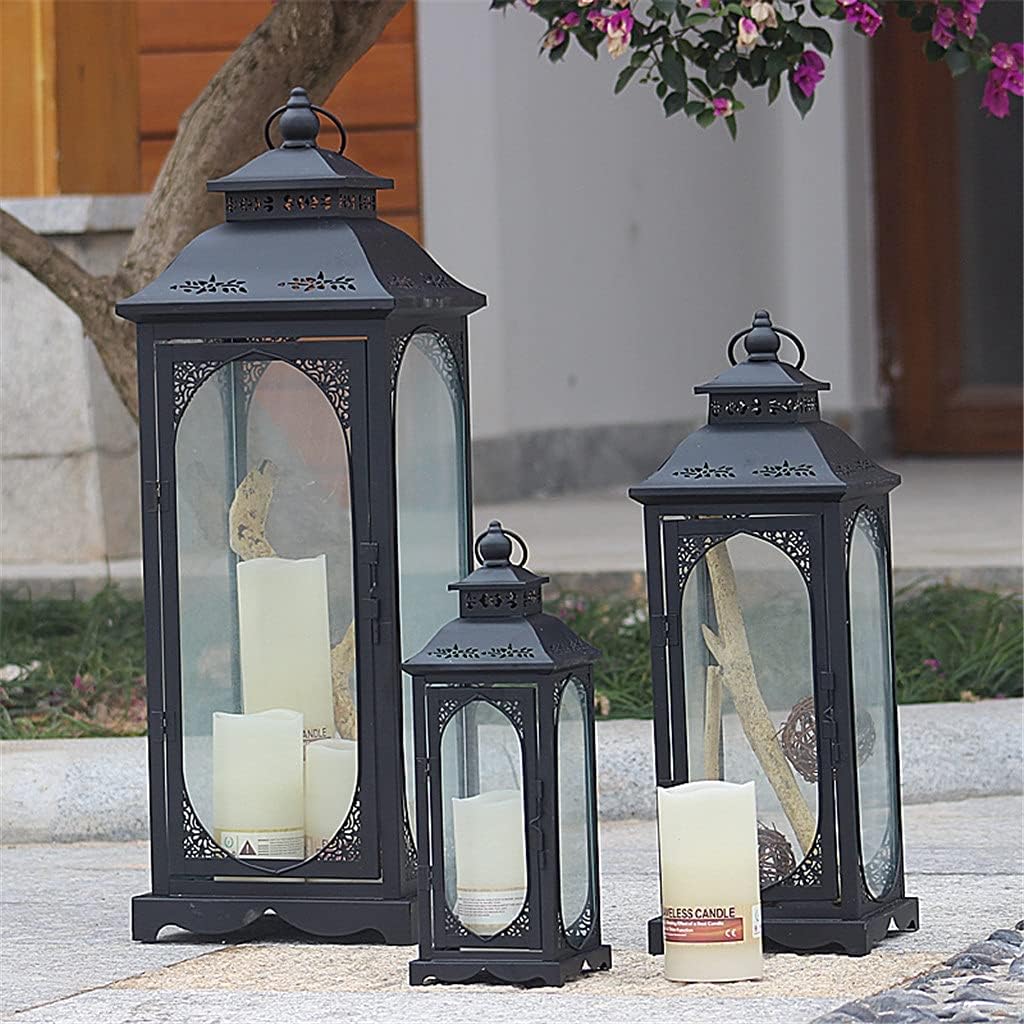 Candlestick Holder, Wrought Iron Retro Windproof Candle Holder, Metal Glass Lantern, Creative Romantic Wind Lantern Candlestick Holder