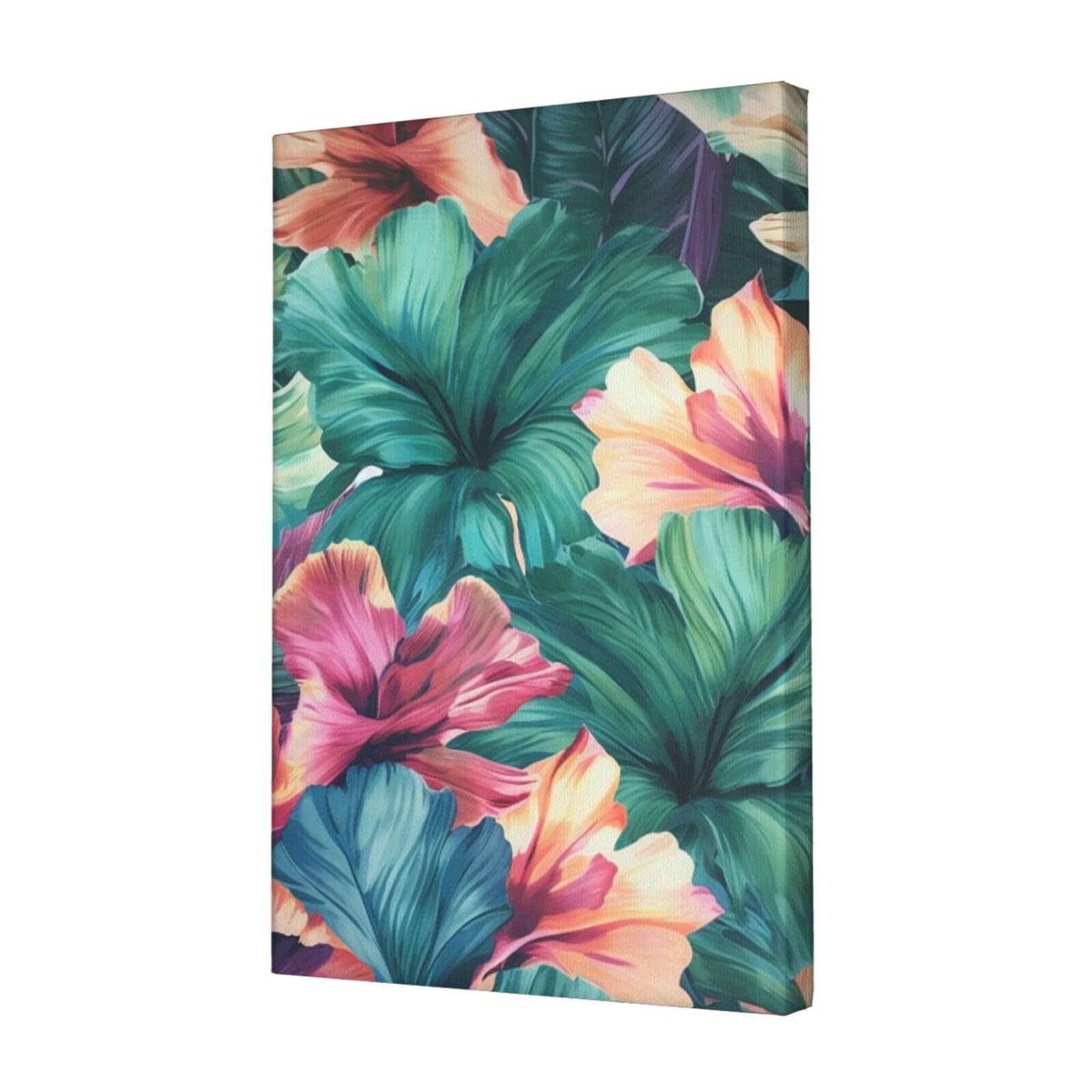 FodPand Tropical floral Canvas Wall Art for Living Room Wall Decor 12"x18" Modern Artwork Painting Pictures Hanging Canvas Prints Aesthetic Wall Art for Bedroom Bathroom Office Wallart Decor