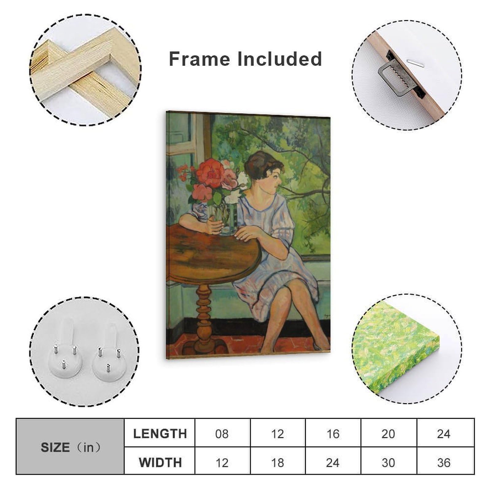 Young Girl in Front of A Window by Suzanne Valadon Impresiones en Lienzo Modernas, Cuadros Decorativos Para Habitaciones de Niños o Niñas, Cuadros de Pared para Salón y Pinturas con Motivos Festivos