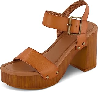 Dunes Women's Peru Faux Wood Sandal +Comfort Foam & LiteSole Technology, Wide Widths Available