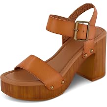 Dunes Women's Peru Faux Wood Sandal +Comfort Foam & LiteSole Technology, Wide Widths Available