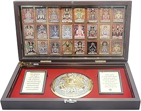GoldGiftIdeas 24K Gold Plated Jain 24 Tirthankar Darshan Photo Frame Box with Siddha Chakra, Jay Jinendra Frame for Return Gift, Jain Gift Item, Jain Mahatirth Darshan Frame