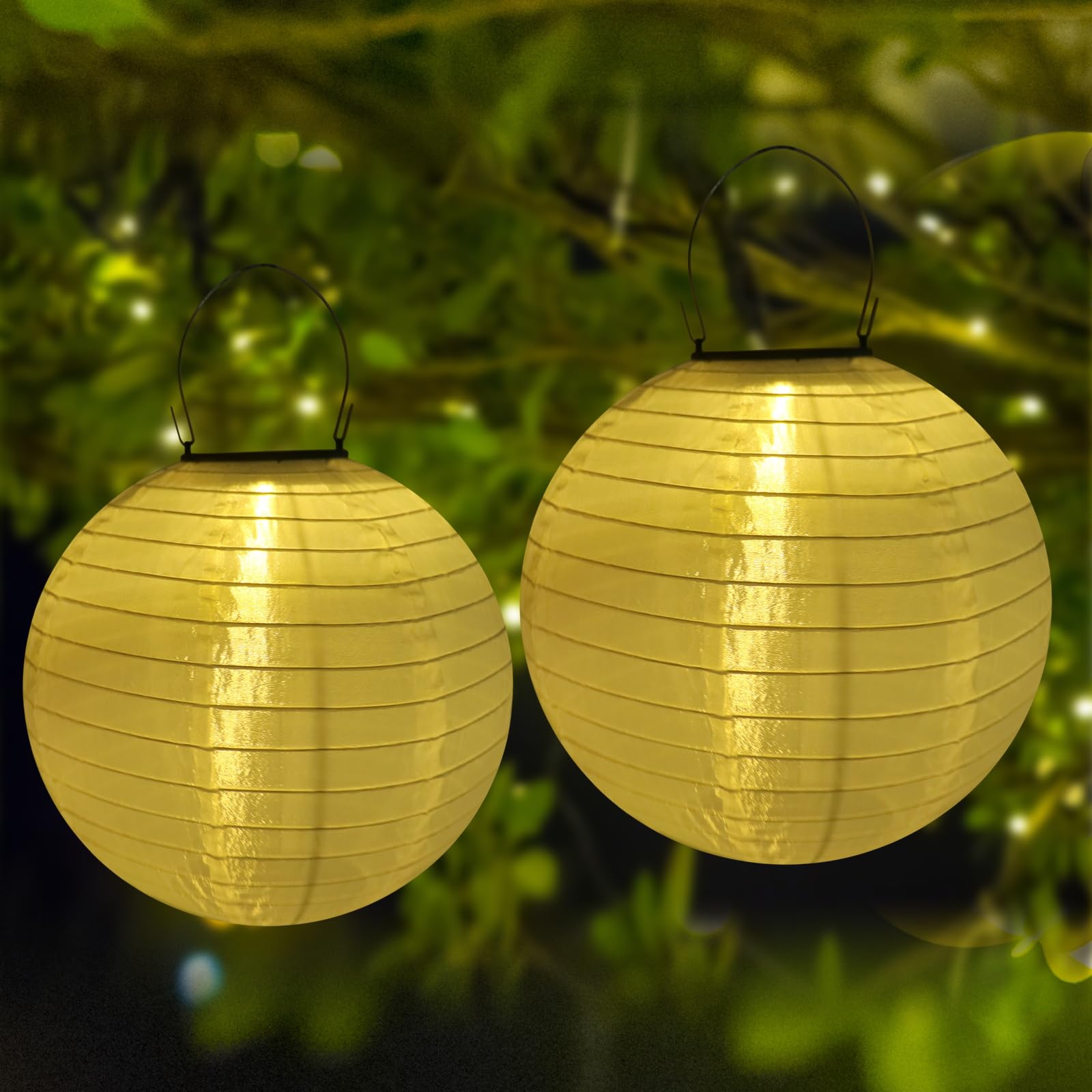 Solar Gartenlaternen 2er Set - 20cm LED Hängeleuchten Für Terrasse & Garten