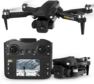 Toladrone TD12LCD Drone with Camera 4K, Drones for Adults with Optical Flow Positioning Brushless Motor LCD Screen Transmission, Foldable Quadcopter for Beginners Under 249g