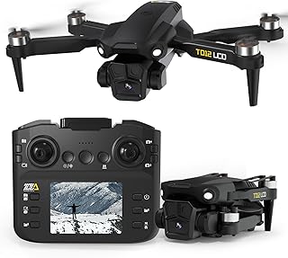 Toladrone TD12LCD Drohne mit Kamera für Erwachsene, Drohnen mit Optischer Flusspositionierung, Bürstenlosem Motor, LCD-Bildschirmübertragung, Faltbarem Quadcopter für Anfänger Unter 249g