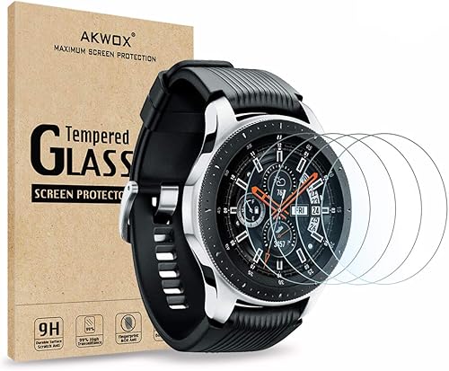 Miniatura 1 de AKWOX [Paquete de 4] Protector de pantalla de vidrio templado para Samsung Galaxy Watch 4 Classic 1.811 in/Watch 1.811 in, [0.013 in 2.5D High
