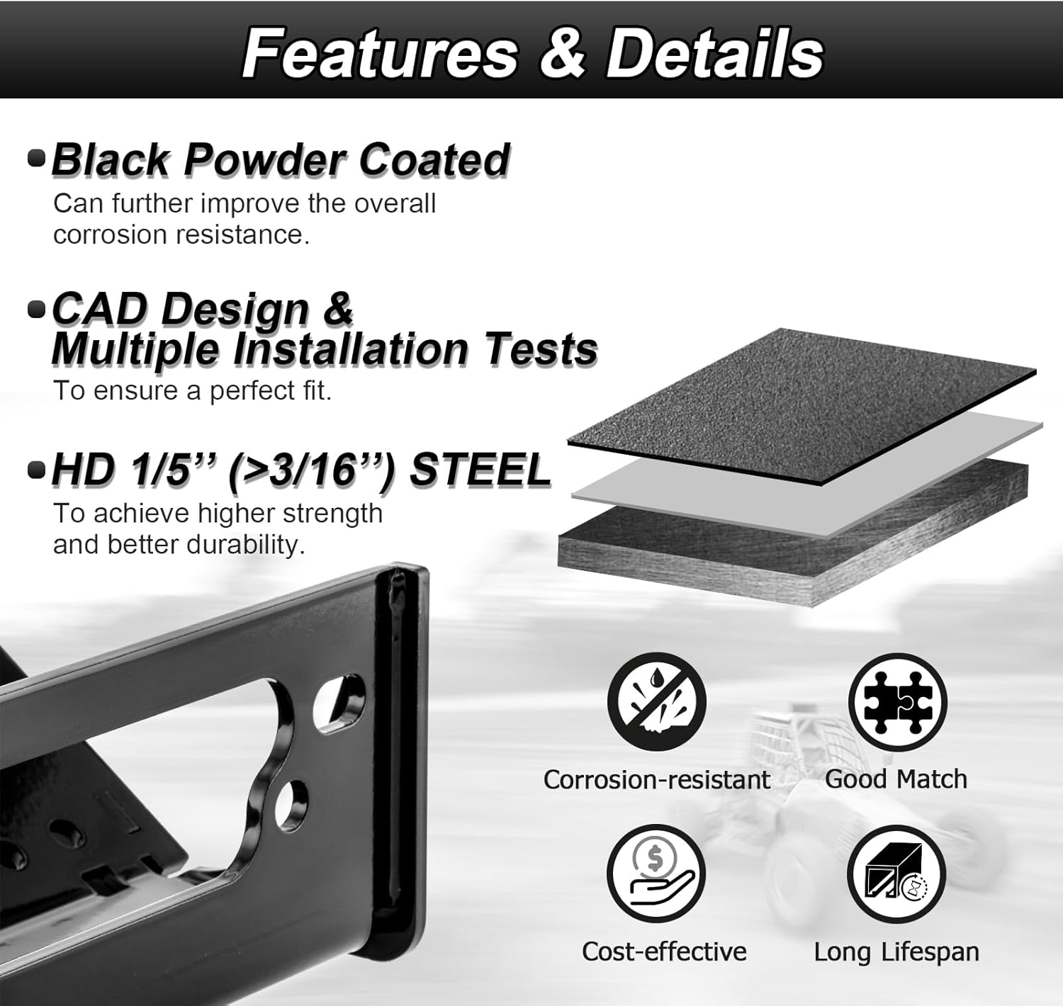 Winch Mounting Bracket with 4 7/8"(124MM) Winch Roller Fairlead Cable Guide for 2000-3500 LBS Compatible with Kawasaki Teryx 4 750 800 2012-2025