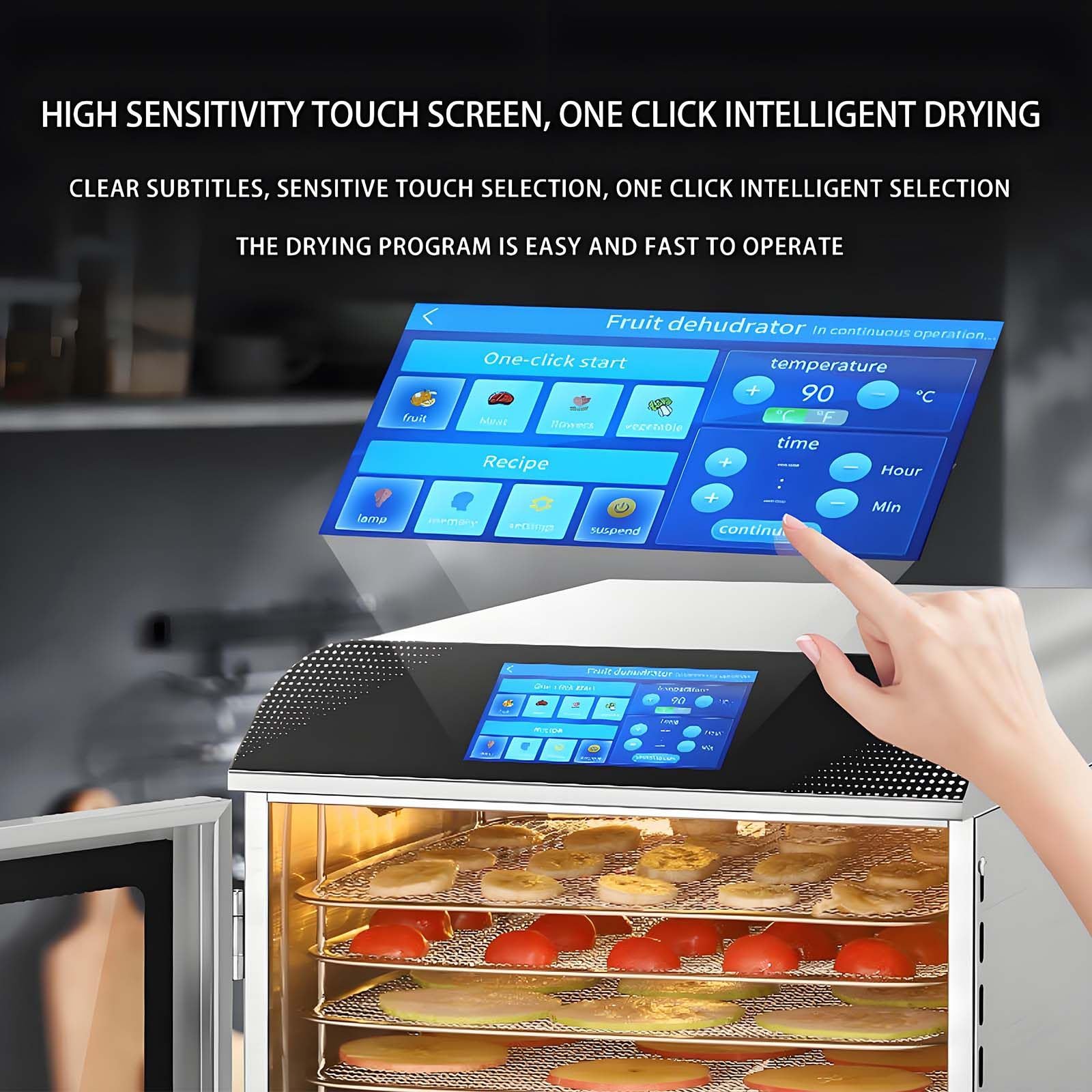 Essiccatore Alimentare da 800 W, Display A LED, Essiccatore Alimentare di Grande capacità A 12 Vassoi con Porta Autobloccante, Timer 24 Ore, per Essiccare Verdure, Carne, Carne Secca