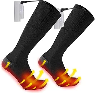 Heated Socks, Electric Socks with 2200mAh Rechargeable Battery, 3 Level Heating Settings Breathable Foot Boot Cotton Thermal Socks ,Climbing Hiking Skiing Camping Foot Boot Heater Warmer for Men Women