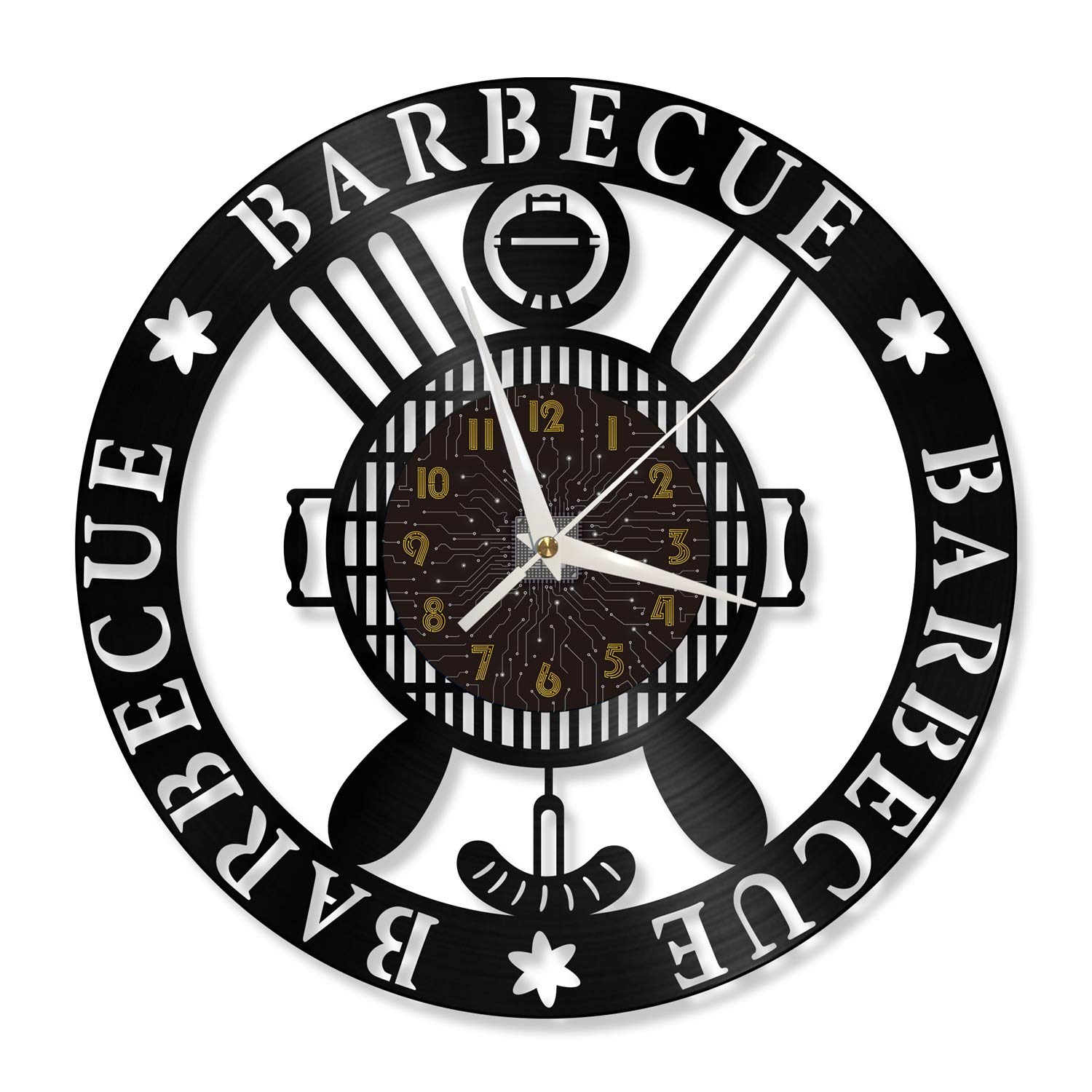 Horloge Murale Vinyle Barbecue 12 Pouces Sans Tic-Tac pour Chambre et Cuisine