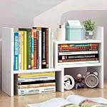 Desktop Organizer Office Storage Rack, Adjustable Bookshelf Display Shelf, Versatility Office Supplies Desk Organizer, Free Style Expandable Desktop Bookcase Stand Shelf (White)