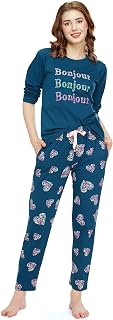 ZEYO Night Suit for Women's Printed Cotton Night Dress of Top and Pajama Set Price In India