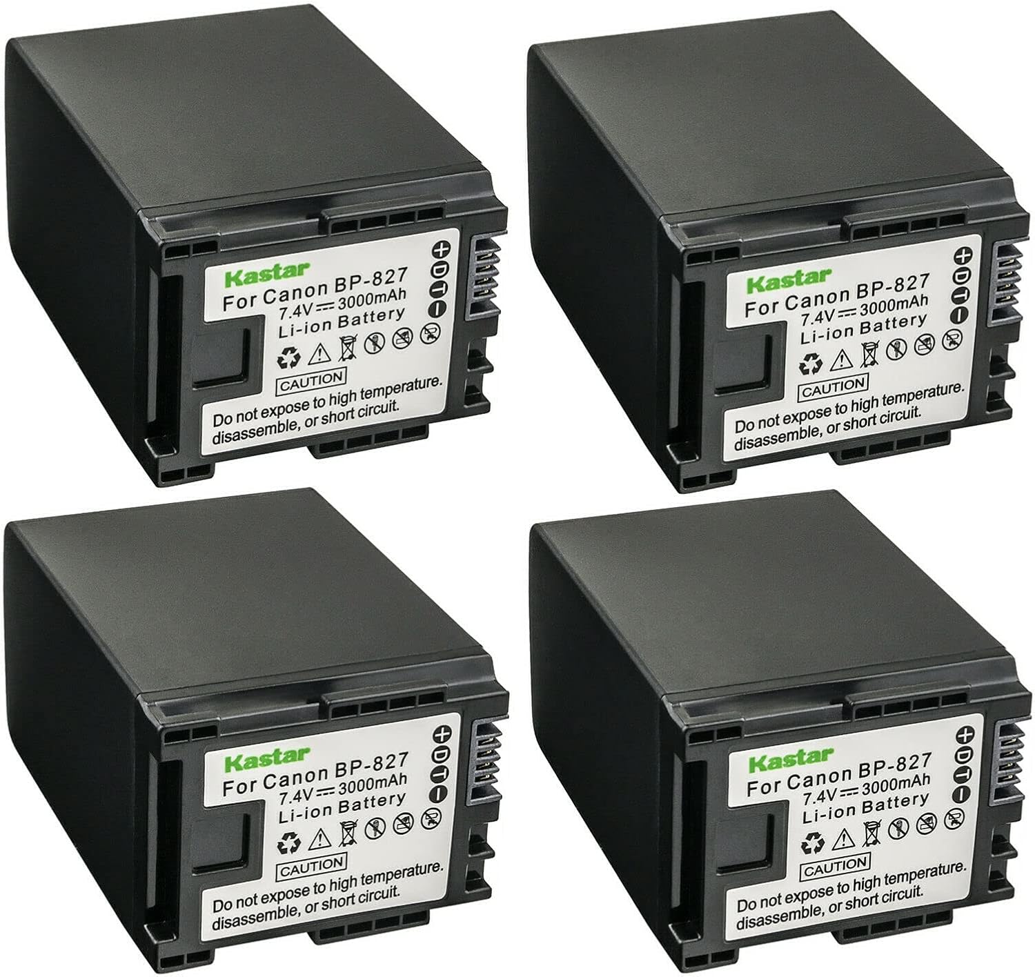 Kastar 4-Pack BP-827 Battery 7.4V 3000mAh Replacement for Canon BP-809 BP809 BP-809/B BP-809/S, BP-819 BP819, BP-827 BP827 Battery, Canon CG-800 Charger