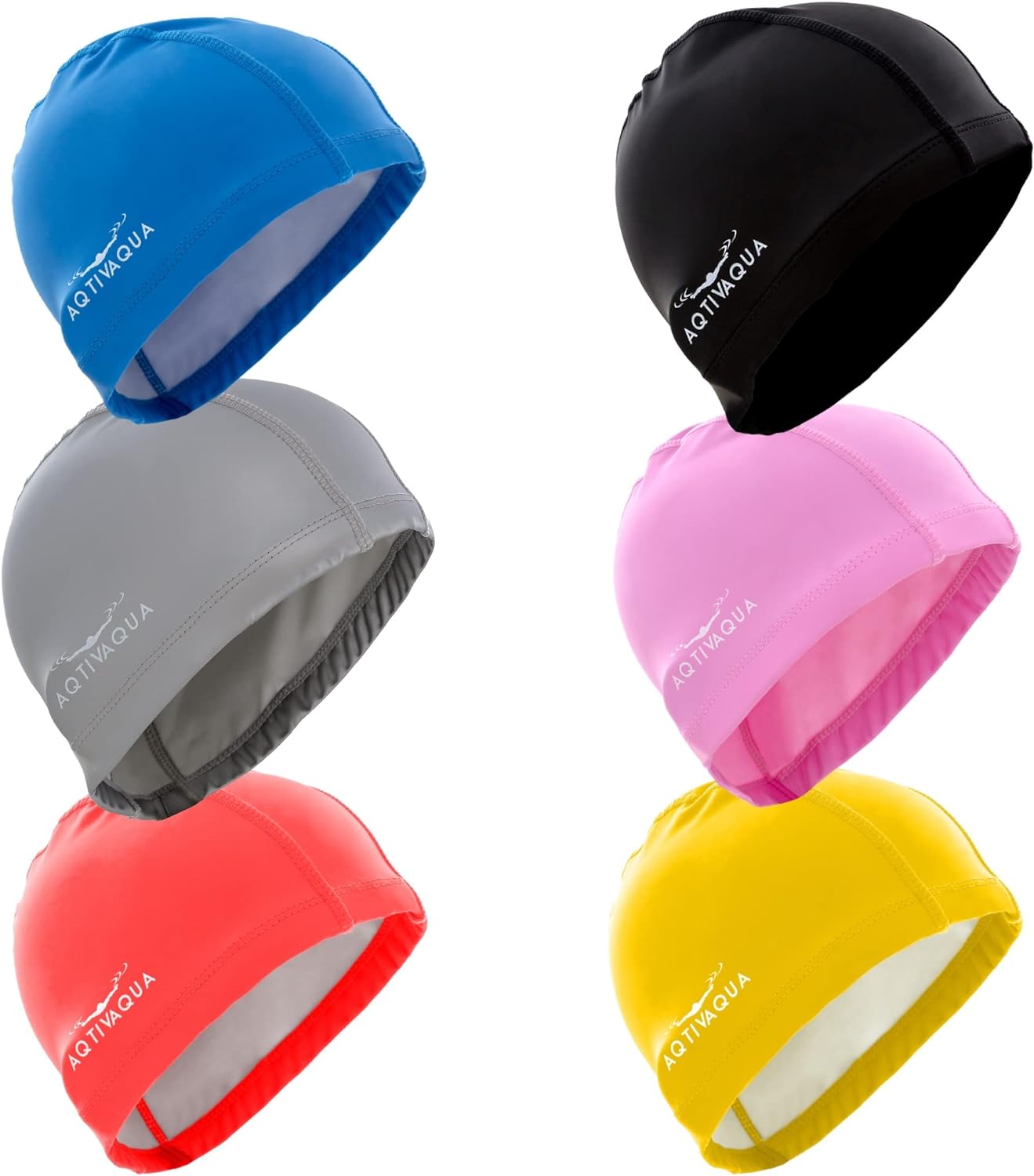 AqtivAqua Swim Cap Swimming Caps for Women Men Adult Kids Girls Boys Youth Hat (Black Color) : Sports & Outdoors