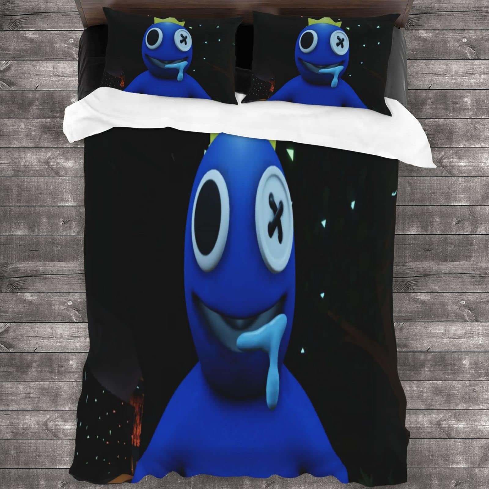 Anime Rainbow Friends 3-Piece Duvet Cover Set Bedding Set,Soft Breathable 3D Printed Microfiber Comforter Protector Cute Cartoon Bed Cover Set Pillowcases