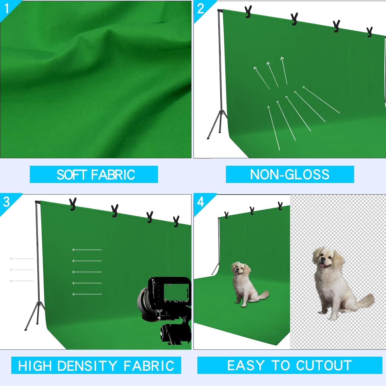 ISSUNTEX 9X15 ft Background Polester Backdrop, Photo Studio, Collapsible High Density Screen for Video Photography and Television-Green