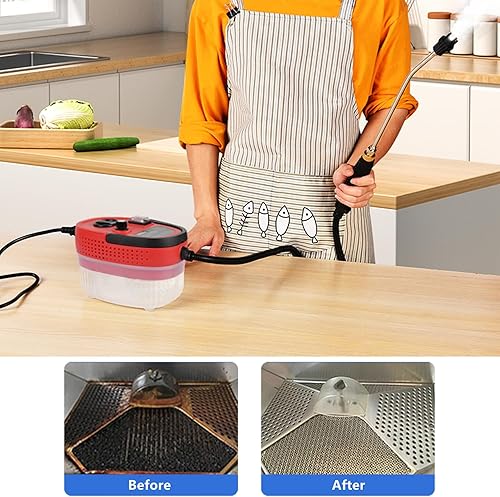 Miniatura 6 de Máquina limpiadora de vapor de mano presurizada de alta temperatura de 2500 W con cabezales de cepillo y guantes, para muebles de cocina, baño,