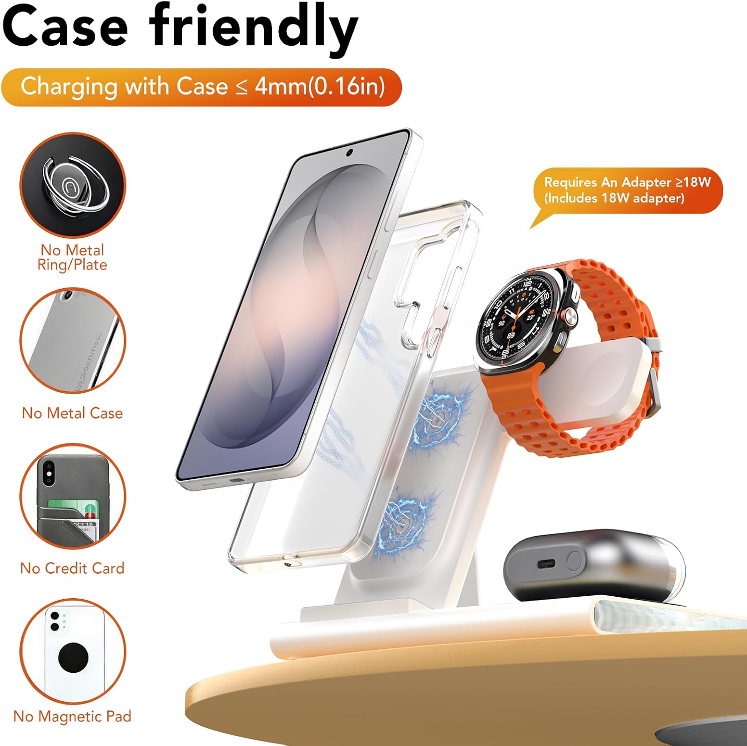Wireless Charger for Samsung Charging Station, Foldable & Nightlight image 5