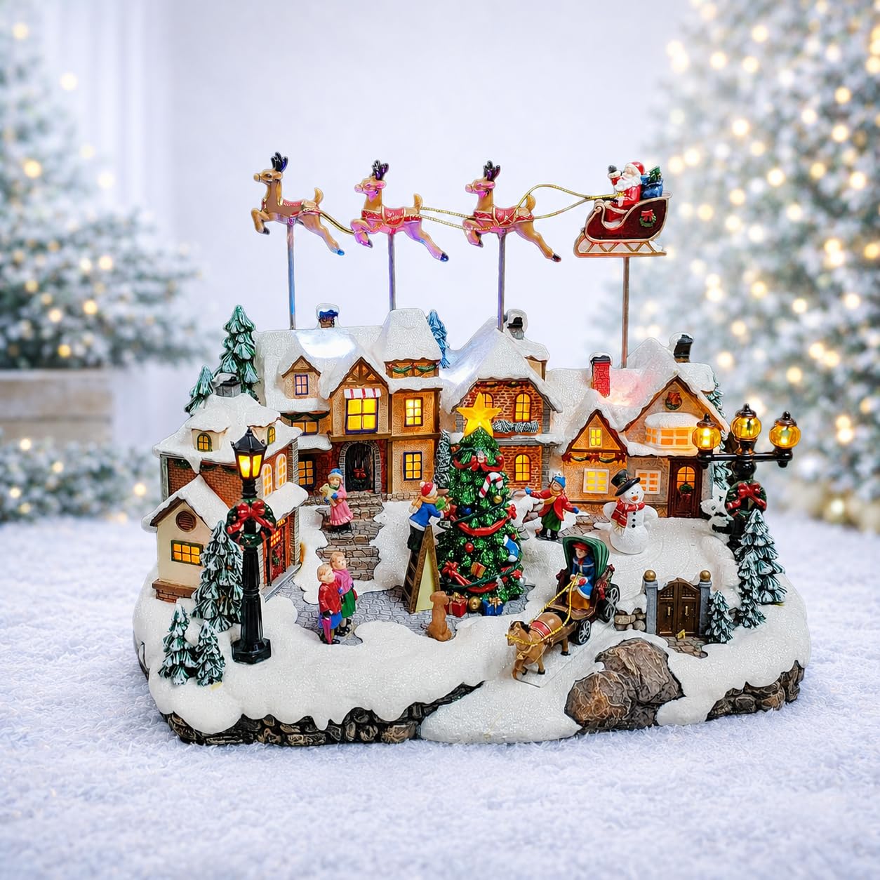 Amazon.com: MOMENTS IN TIME Animated Christmas Village with Santa