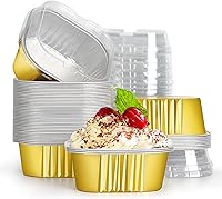 Vista 14 de EUSOAR Moldes para pasteles con tapas, 50 piezas de 10 onzas / 10.1 fl oz cuadrados para cupcakes, moldes desechables, recipientes de papel