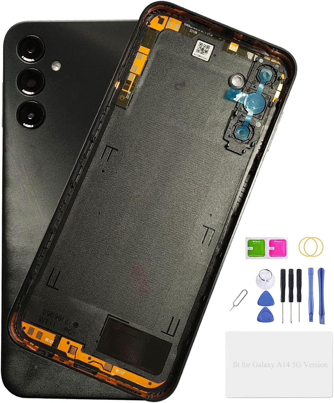 A14 5G Back Cover Replacement Rear Housing Door with a14 Volume Button Parts for Samsung Galaxy A14 A146p 5G 6.6Inch -Black Color
