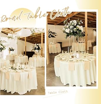 6 Pack Round Tablecloth 90 Inch Beige Round Tablecloth Stain and Wrinkle Resistant Polyester Tablecloth Washable Table Cloth for Wedding Dinning Banquet Party Restaurant