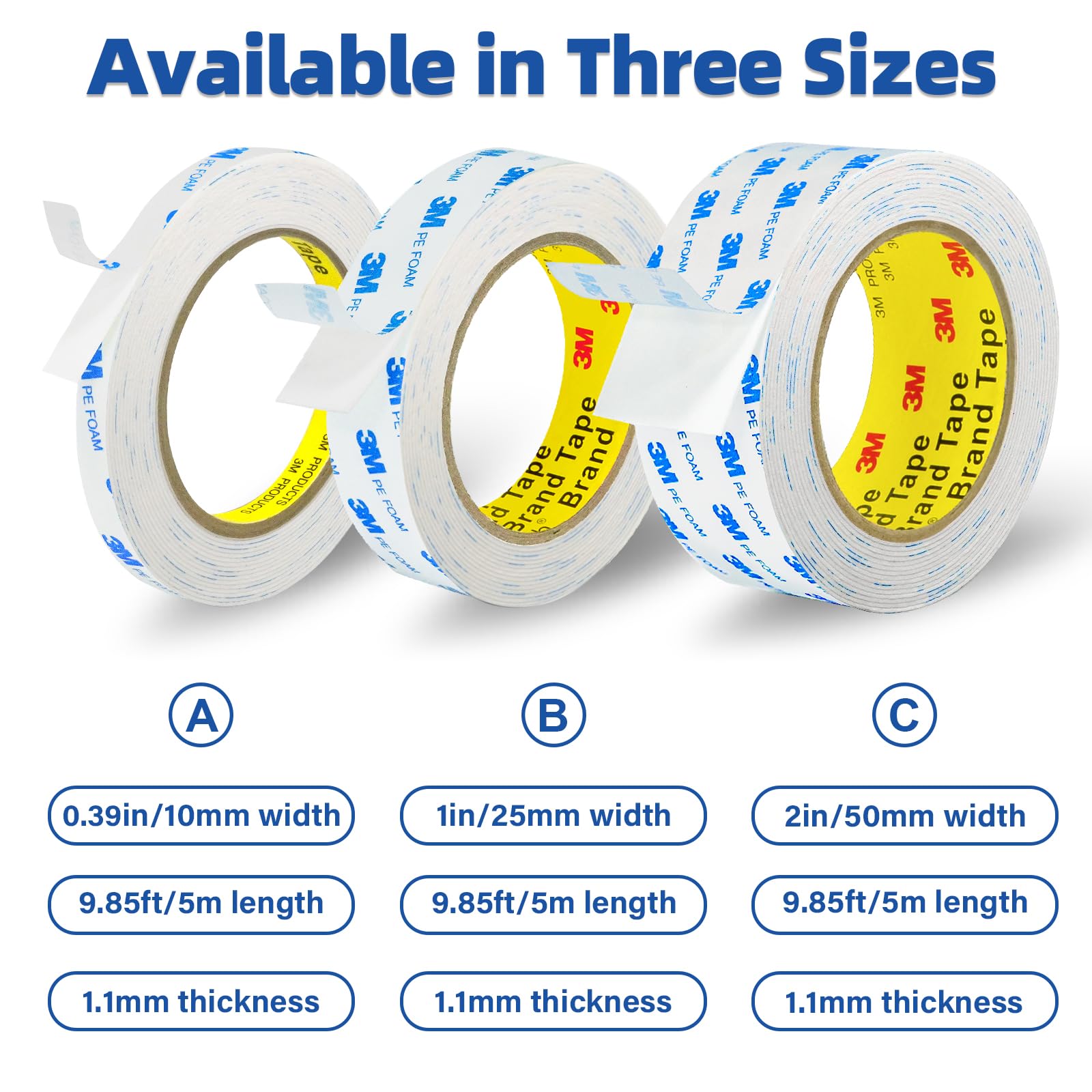 Doppelseitiges Klebeband, 5,1 x 16,1 m, keine Rückstände, strapazierfähiges Montageband, abnehmbares PE-Schaum-Klebeband, wasserdicht, für Posterband, Teppichband, Teppich-Greifer, Kunst- und