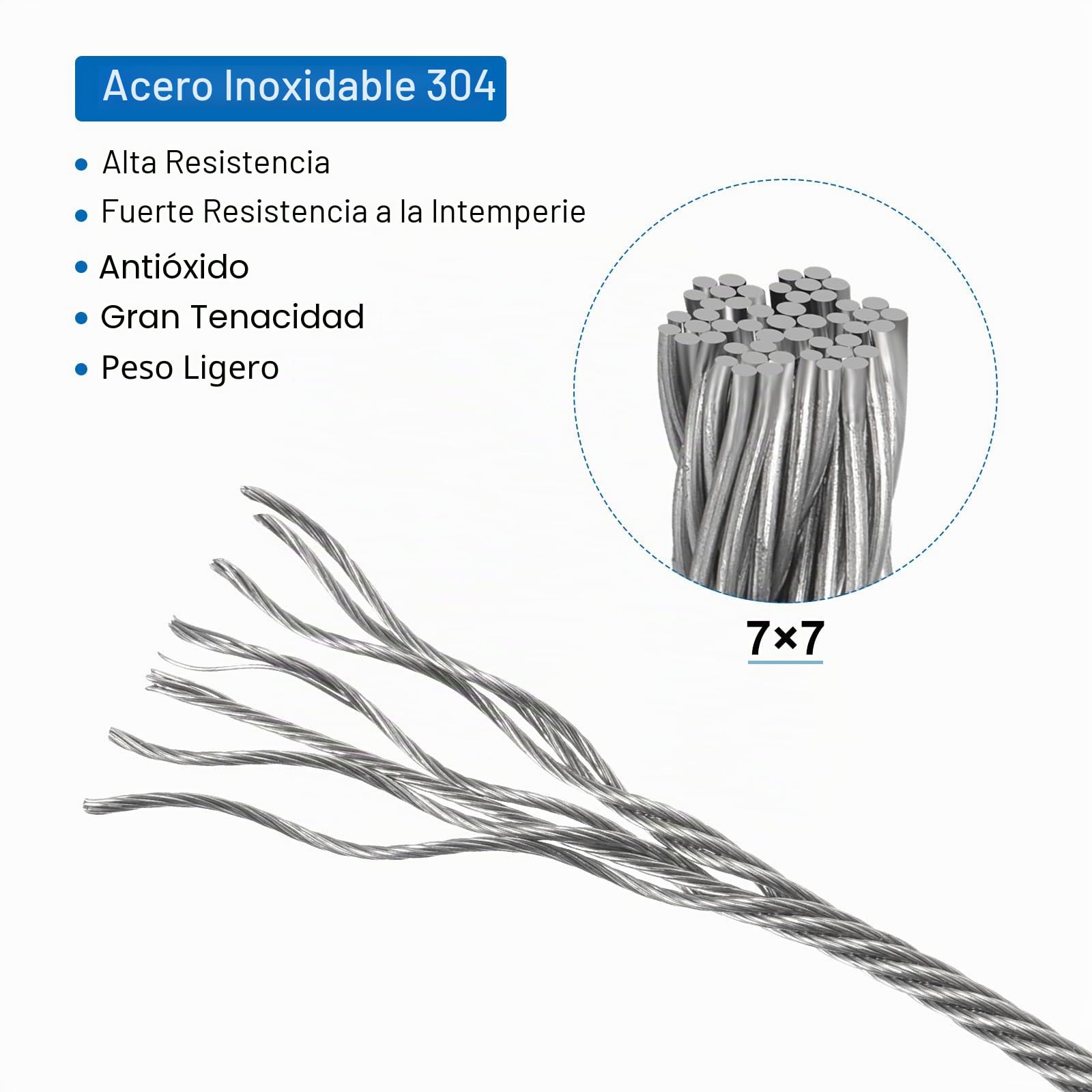 QUARKZMAN 10m Cable de Acero Inoxidable 304, 8mm OD Kit de Cuerda de Alambre con 2pcs Tornillo Mandril PVC Recubierto para Cuerda Tendedero, Suspensión, Planta Soporte, Transparente
