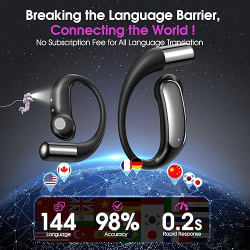 Miniatura 3 de Auriculares de traducción AI en tiempo real en 144 idiomas, auriculares ultraligeros de traductor multilingüe 2026, Audifonos Traductores Inglés