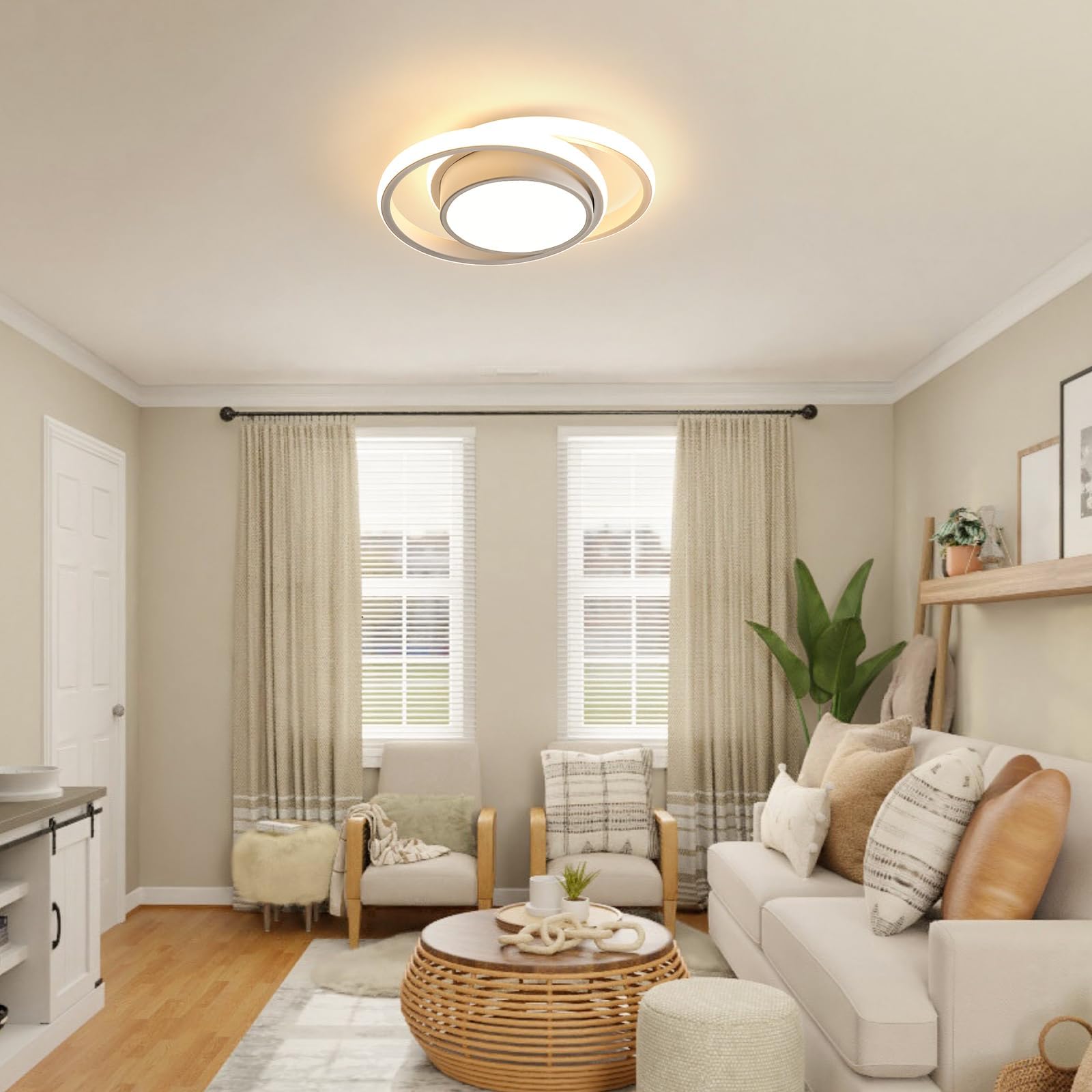 Comely - 2 pezzi Plafoniera LED rotonda a Soffitto, bianche, potenza di 32W, 2350LM, Luce Bianca Calda 3000K, adatta ad od ogni ambiente come: camera da letto, soggiorno, cucina o corridoio