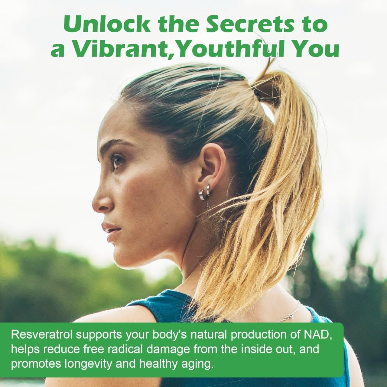 NAD+ Nicotinamide Riboside Resveratrol Supplement, 1000 mg, 90 Capsules Vegan Non-GMO - 2 Packs