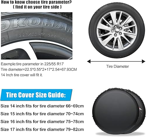 Miniatura 5 de Cubierta de neumático de repuesto de 17 pulgadas, de piel de PVC, impermeable, a prueba de polvo, universal para Jeep, remolque, RV, SUV y muchos