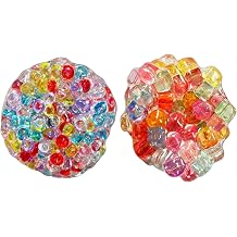2 PCS Crunchy Squishy Balls, 6cm Size with Colorful Bead Filling and Ice Cube Style,Squishy Ball Set Featuring Two Distinct Internal Textures for Everyday Handling