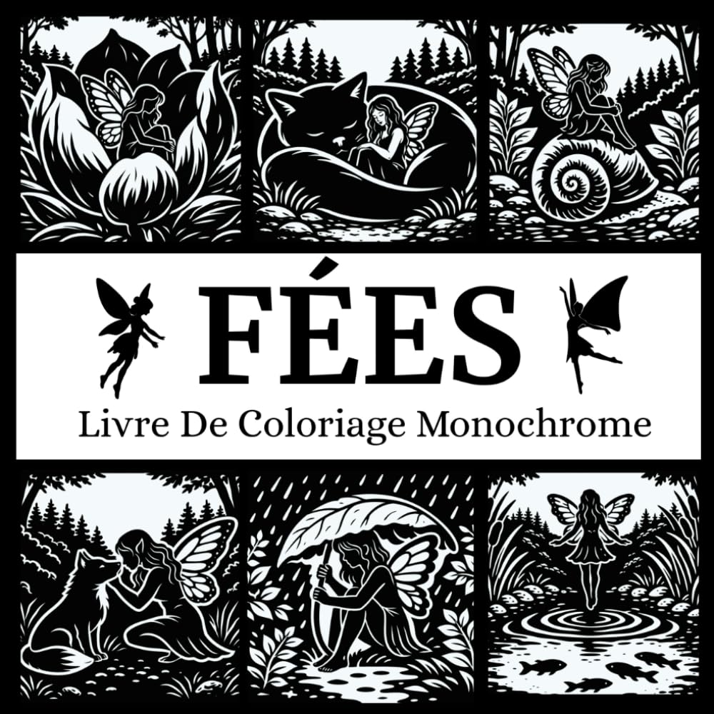 Livre De Coloriage Monochrome: Fées cosy et forêts apaisantes – Coloriage antistress et relaxation à colorier en une seule couleur