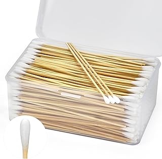 500PCS 6" Long Cotton Swabs in Storage Box - Strong Cotton Swabs with Wooden Sticks - Tipped Applicators for Gun Cleaning, Makeup Removing, Pet Care