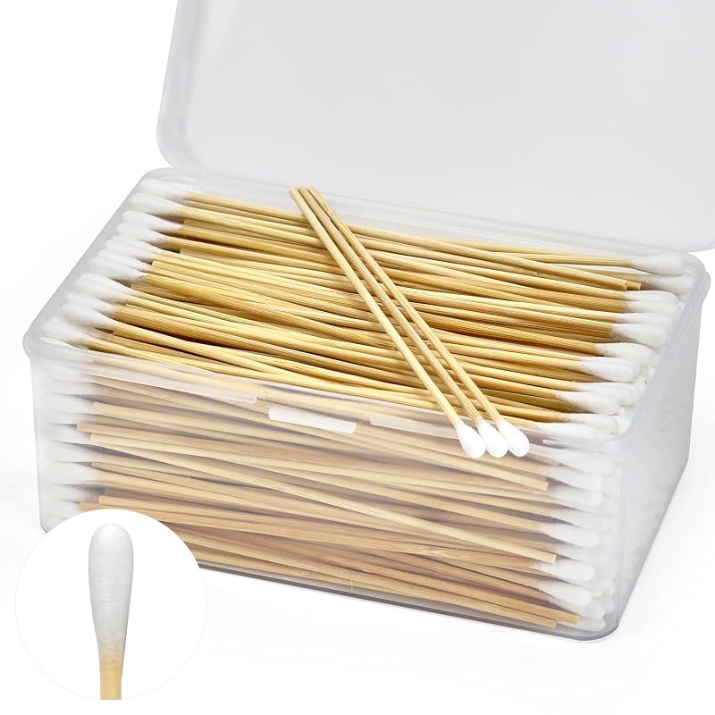 Hastes de algodão UrbanAbode com pontas de algodão e caixa de armazenamento, 500 unidades, 15,24 cm