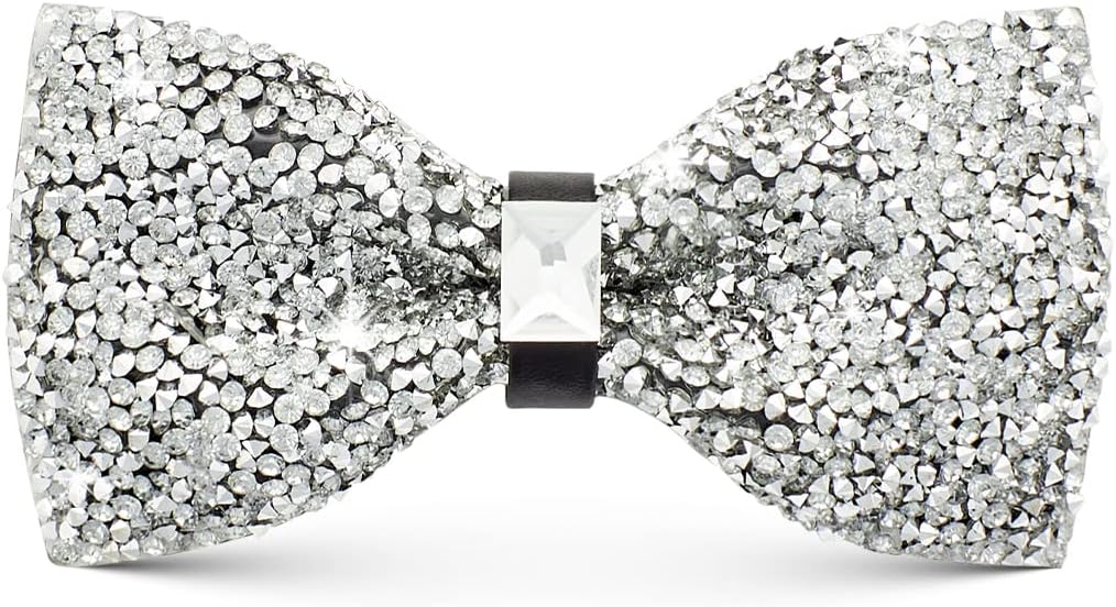 Rhinestone Bow Ties for men, Adjustable Length Sequin Pre-Tied Bow Ties